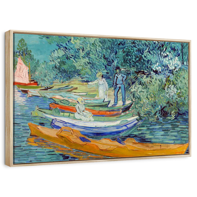 Rive de l'Oise à Auvers, Cadre flottant en bois naturel, 46 po x 31 po