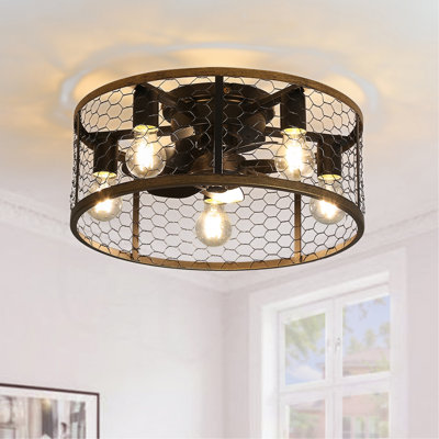 Ventilateur de plafond à cage noire de 20 po à 7 pales avec télécommande et ensemble d'éclairage inclus