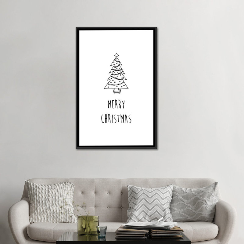 «Merry Christmas», art textuel sur toile, H 26 po x l 18 po x P 1,5 po, Toile avec cadre noir, Pas de tapis