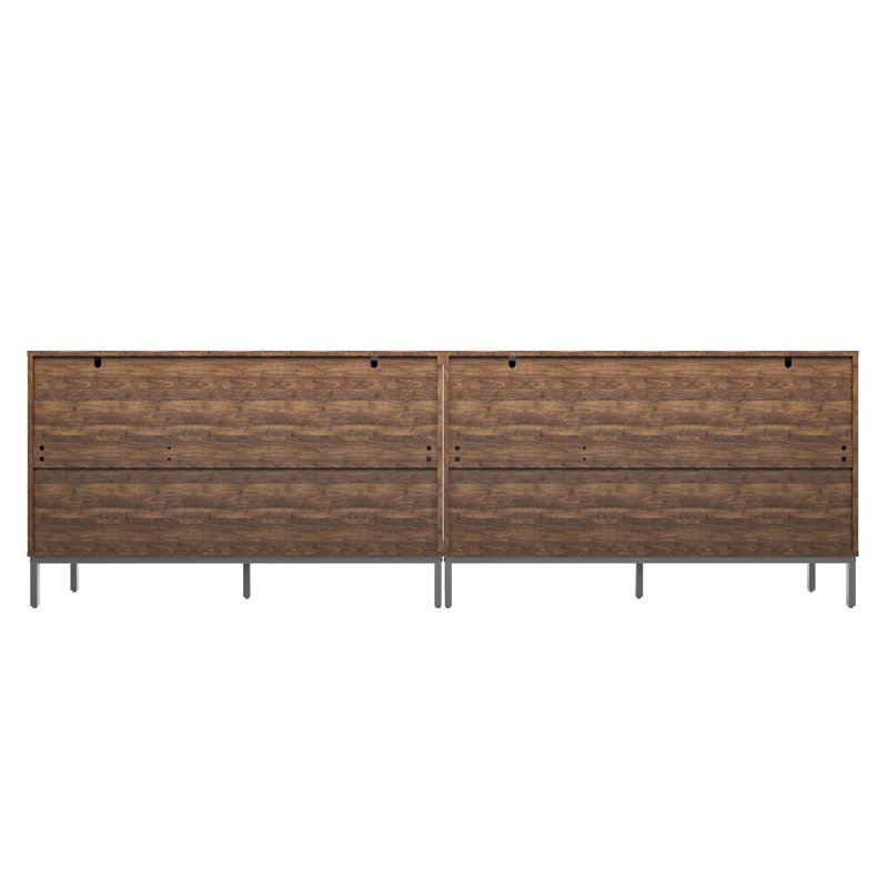Farmhouse Dark Brown MDF 91" Sideboard Buffet with Adjustable Shelves