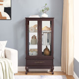 Elegant And Sophisticated Curio Cabinet With Adjustable Glass Shelves, Illuminated Display, And Ample Storage Space