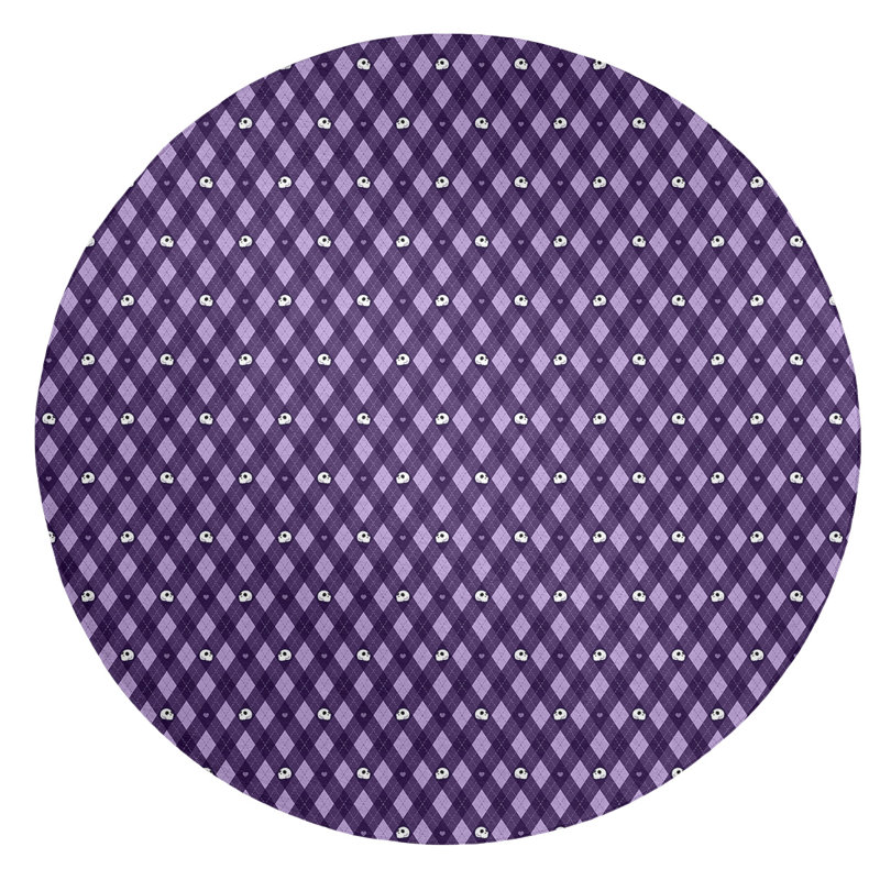 Tapis de zone mauve "reg patterns argyle crânes", Rond 5 pi