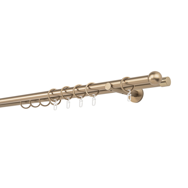 Curtain rod made to measure 20mm ball, 2cm H x 240cm W x 12cm D, Gold