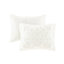 Literie 3 pièces en chenille de coton double / grand, blanc chic décontracté avec attaches et boutons à nouer sécurisés-126359322-126359320