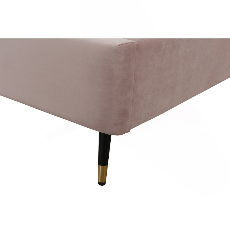 Lit tapissier en velours Crosby, Simple, Rosé