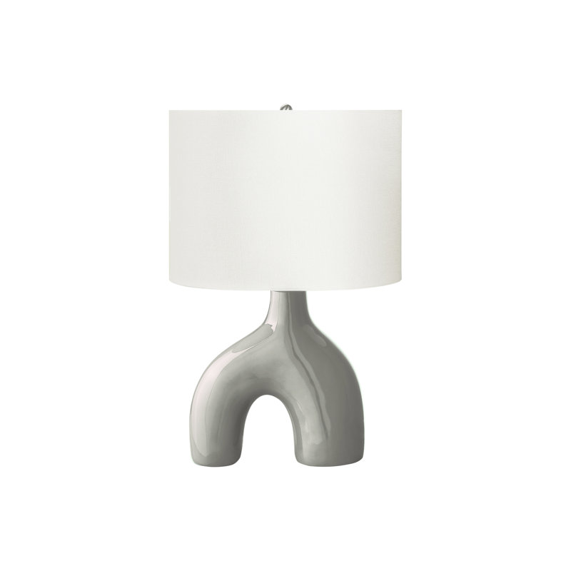 Lighting, h 25 po, lampe de table, céramique, abat-jour ivoire / crème, contemporain, moderne, Gris