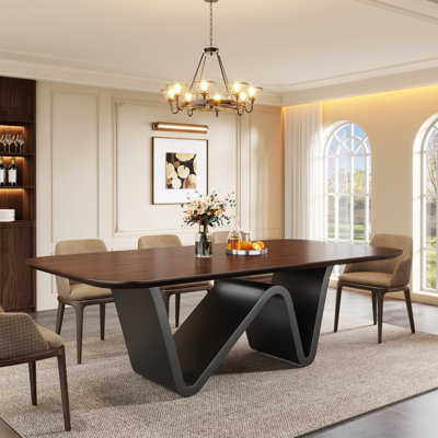 Claraville 78.74" Luxury Rectangle Dining Table with Metal Base for 8-10