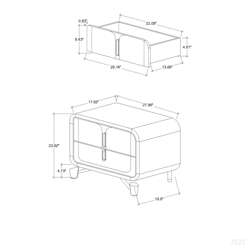 Table de chevet beige élégance rétro