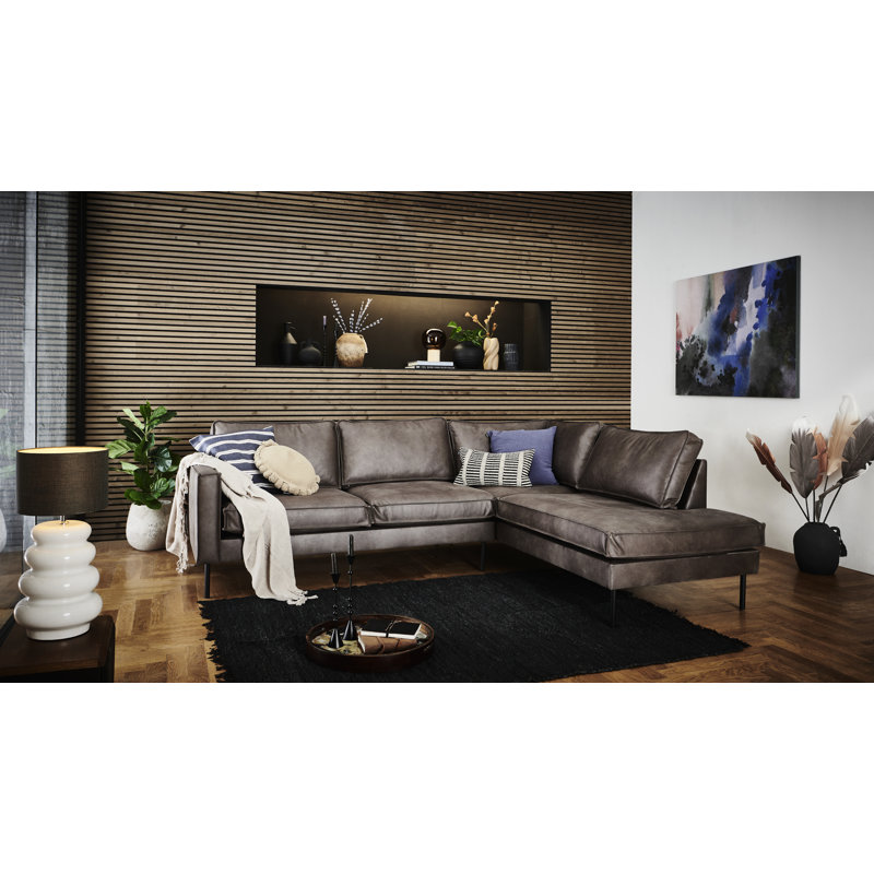 Adamantios 2 - Piece Corner Sofa Chaise, Right Hand Facing, Black