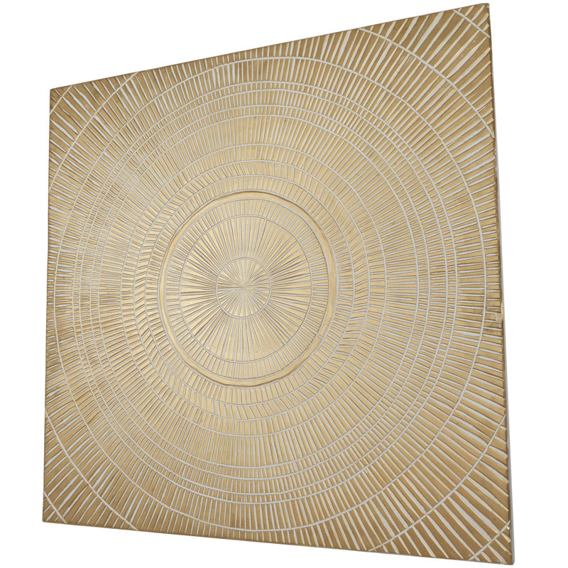 Décoration murale en bois faite à la main étoile géométrique, H 48 po x l 48 po x P 1,4 po, Or