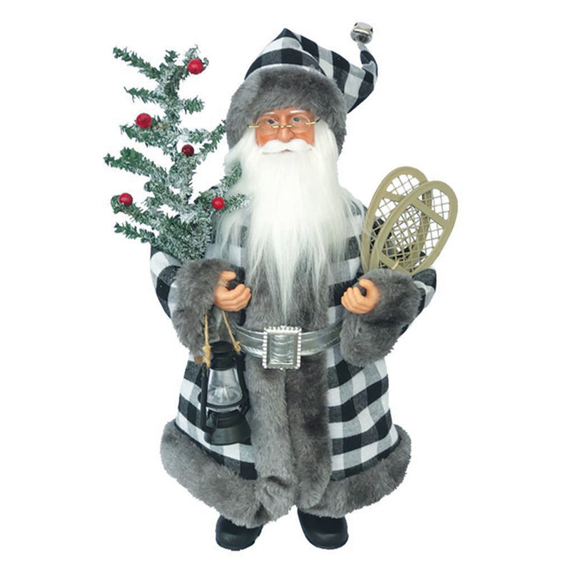 Père Noël écossais noir et blanc 15 po