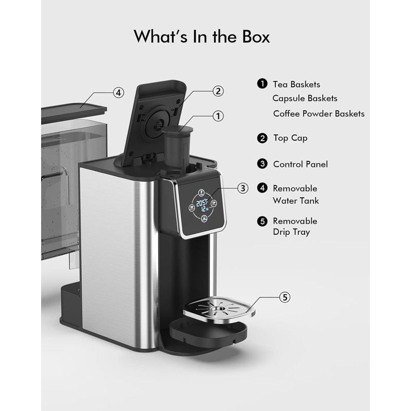 Cafetière 3-en-1 SIFÈNE: K-Cup, café moulu, thé, température / force personnalisée, réservoir de 50 oz