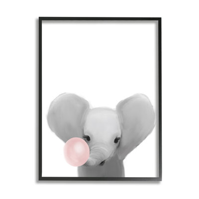 Bébé éléphant avec gomme à bulles rose