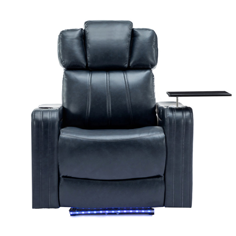 Fauteuil inclinable électrique avec porte-gobelet rafraîchissant, haut-parleur Bluetooth, lumières DEL, ports USB, table-plateau et rangement pour accoudoirs