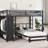 Queen Over Twin Bunk Bed With Foldable Desk, Trundle, Built - In Wardrobe, Ladders, And Rust Metal Frame Black Noise Reduced Design, Full Length Guardrails Stable-1584710758