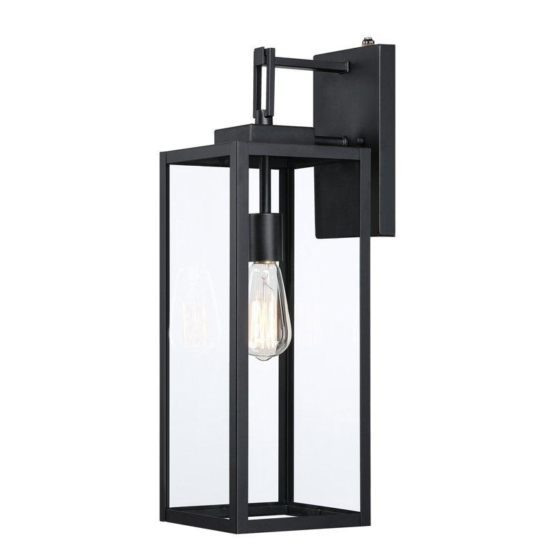 1-Light Matte Black Outdoor Wall Lantern with Dusk to Dawn, 22.2" H x 7.01" W x 8.65" D