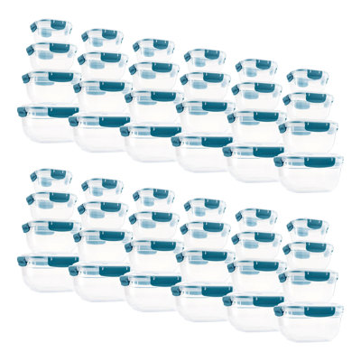  Contenant alimentaire en plastique hermétique, ensemble de 4 bols transparents scellés avec couvercles, sans BPA, rectangulaire, bleu, paquet de 12
