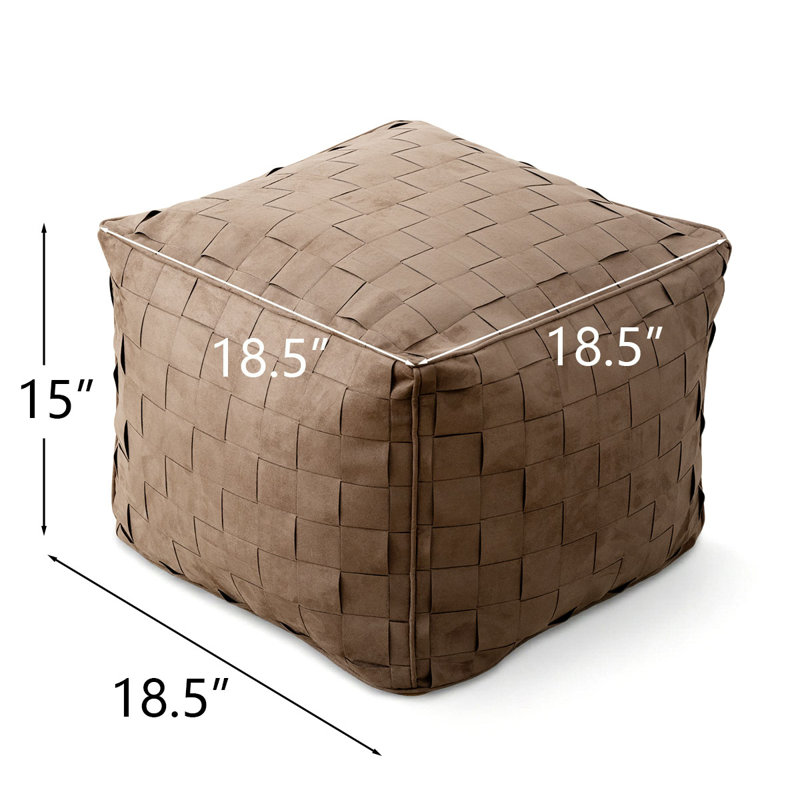 Modern 18.5" Wide Woven Square Ottoman Poufs (Set Of 2), Camel