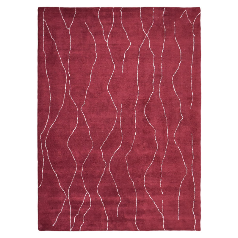 Wicked HAND KNOTTED LOOM SILK ECO-FRIENDLY AREA RUGS  - Red & White Color, Contemporary Design, Rectangle 9' x 12'