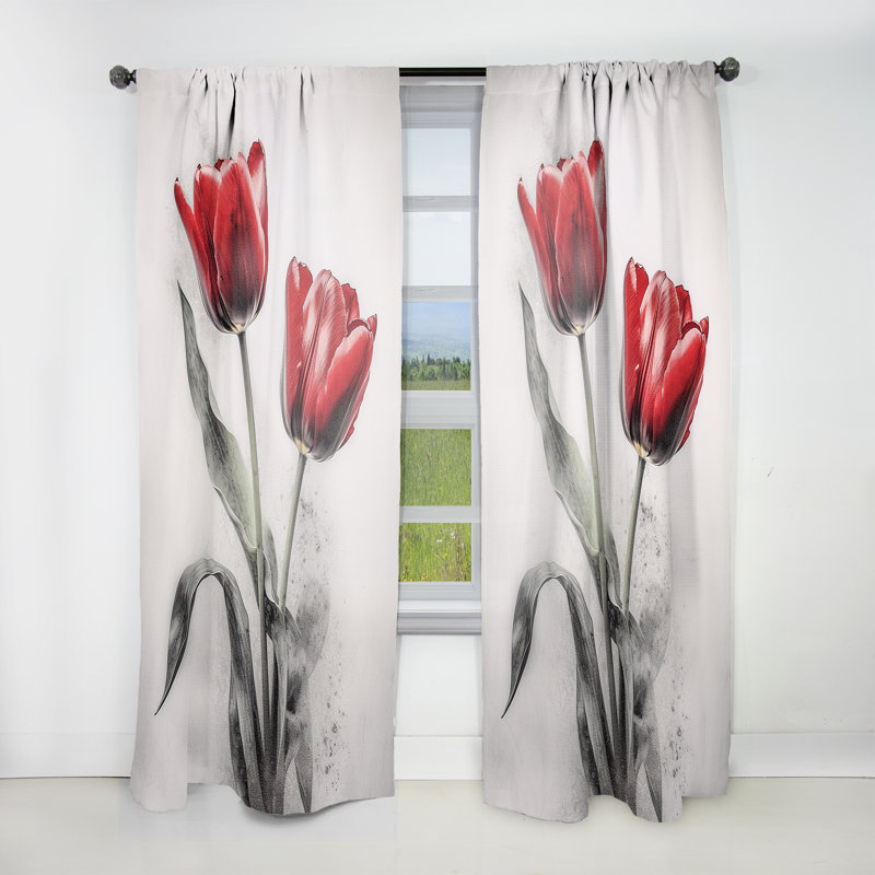 Gryta Tulip Dreams II - Floral Curtain - Velvet Room Darkening - 1 panel, 52" W x 63" L