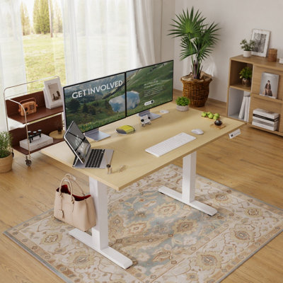 Bureau électrique debout à hauteur réglable avec contrôleur de mémoire, gestion des câbles et crochet pour casque d'écoute
