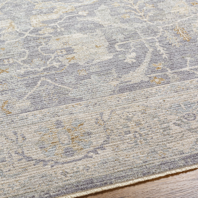 Tapis oriental en polyester tissé à la machine Conlan, Rond 7 pi 10 po