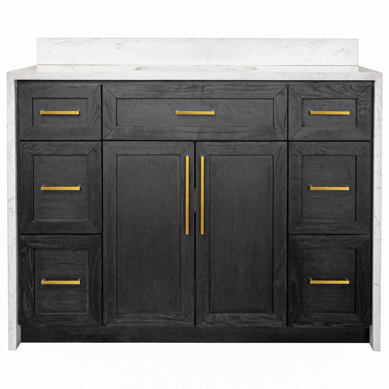 Ensemble de meuble-lavabo simple 48 po Akalya, Chêne foncé