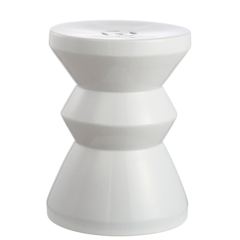 Potashnick Ceramic Accent Stool, White