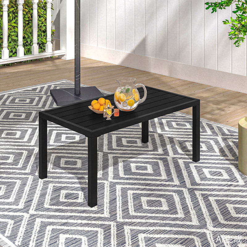 Table basse d'extérieur en aluminium noir 1 pièce Heim, Noir