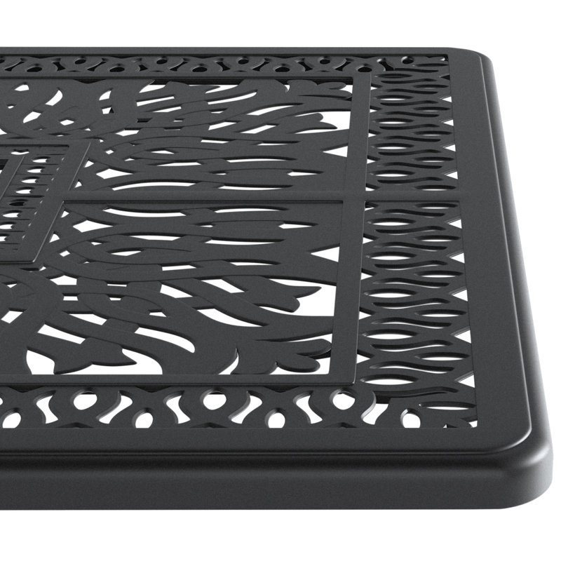 Ensemble de salle à manger 5 pièces en aluminium coulé résistant aux intempéries, comprenant 4 chaises pivotantes et une table rectangulaire avec cadre noir (même référence: W1710S00279)