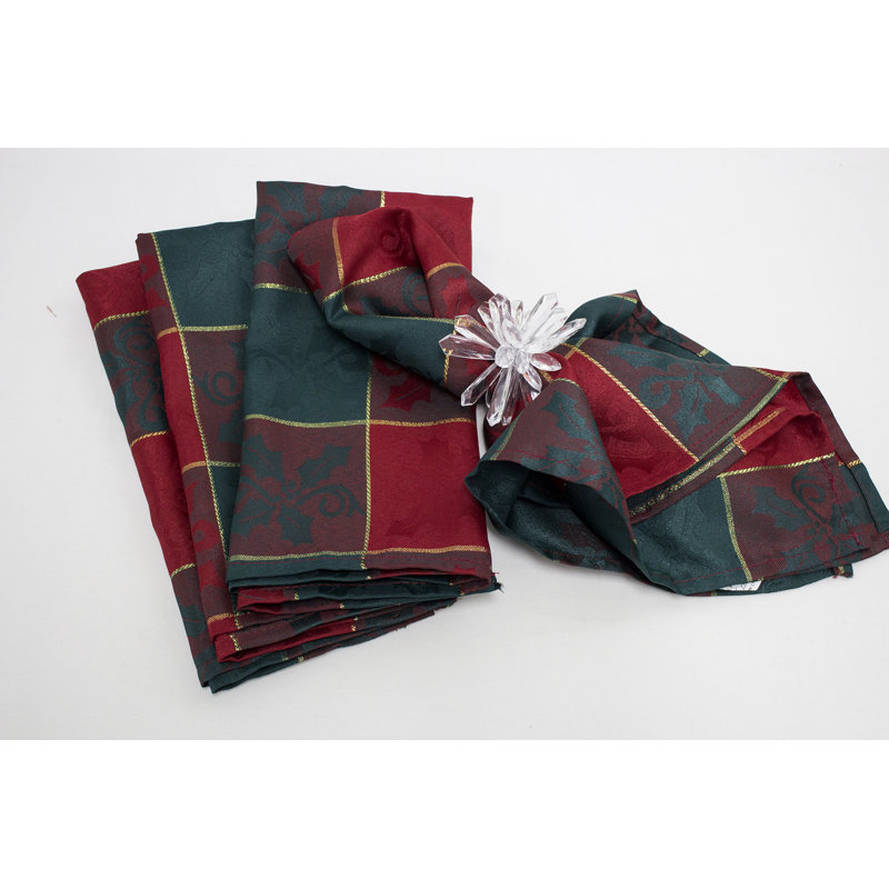 Serviettes de Noël classiques en tissu jacquard à carreaux rouge et vert l 20 po x L 20 po Classic, ensemble de 4