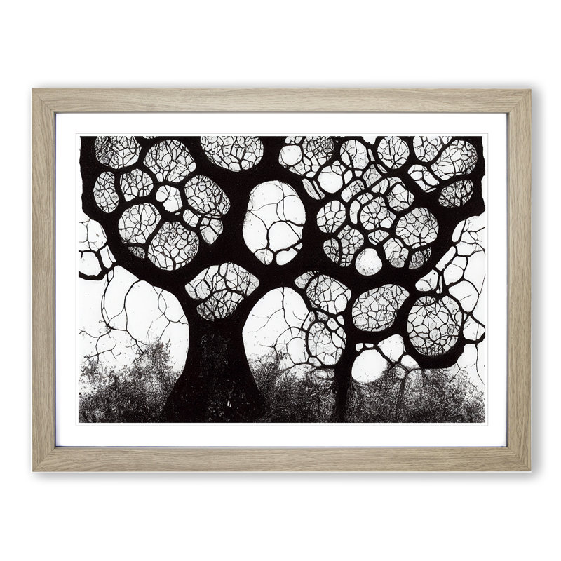 XH1022-6839X Peaceful Tree - Picture Frame Print, 25cm H x 34cm W x 2cm D, Oak Framed