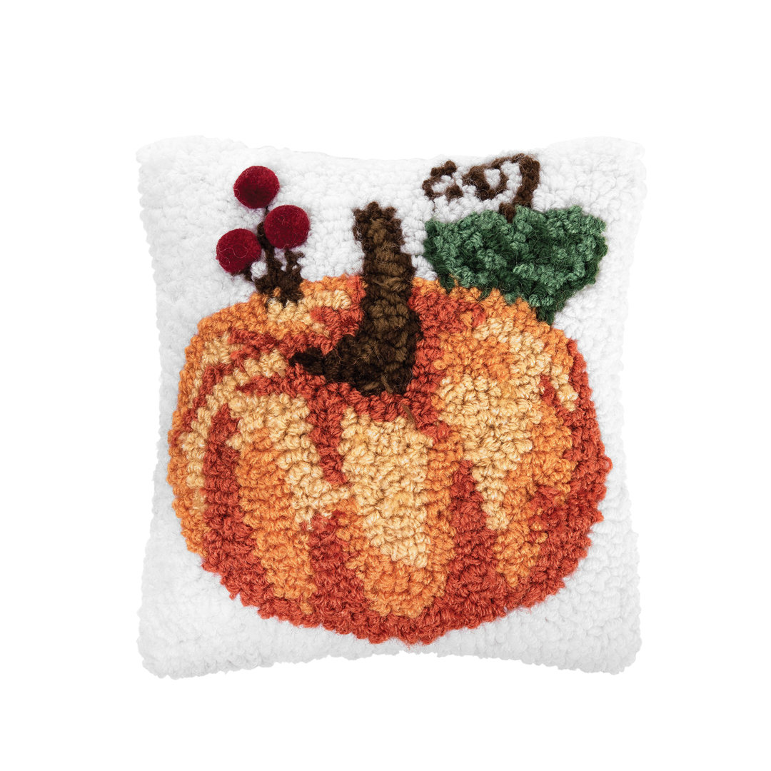 Pumpkin Hooked Petite Size Fall Pillow C&F Home
