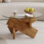 Table basse circulaire en verre, table à thé au design moderne et distinctif de 33,4 pouces. Verre trempé-784871175