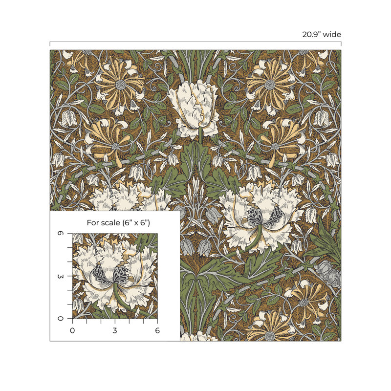 Rouleau de papier peint L 33 pi x l 20,9 po Avier, Dijon / sauge