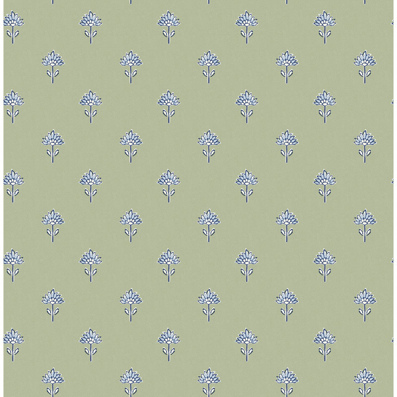Papier peint floral Surdiva, Vert