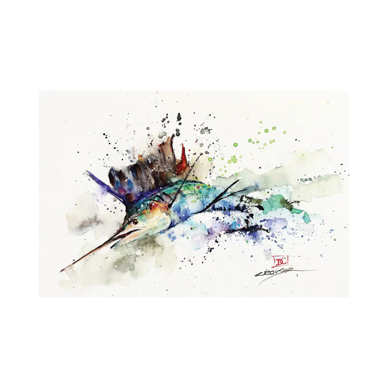 " Sailfish " by Dean Crouser, No Mat, Wrapped Canvas, 8" H x 12" W x 0.75" D