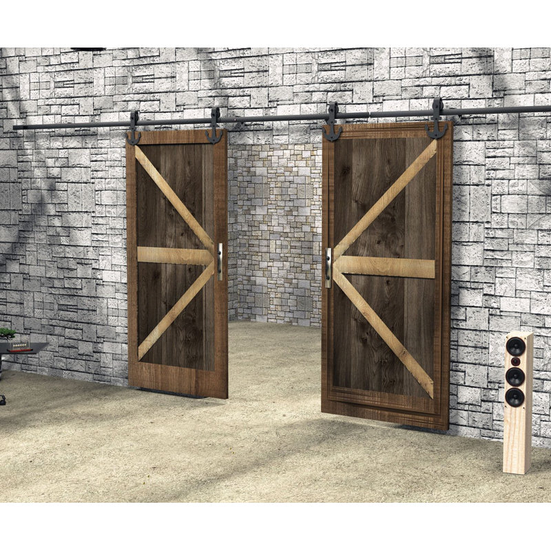 Ensemble de quincaillerie de porte de grange standard à double rail, 216 po