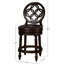 Tabouret de bar 26 po en bois au niveau du comptoir, pivotant à haut dossier, siège rond avec éléments décoratifs, retour à 180 degrés, pieds tournés, noyer riche, similicuir brun foncé, repose-pieds, facile