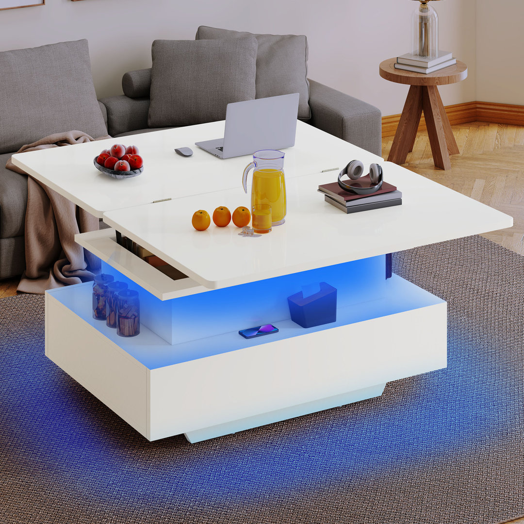 Lift Top Floor Shelf Coffee Table with Storage