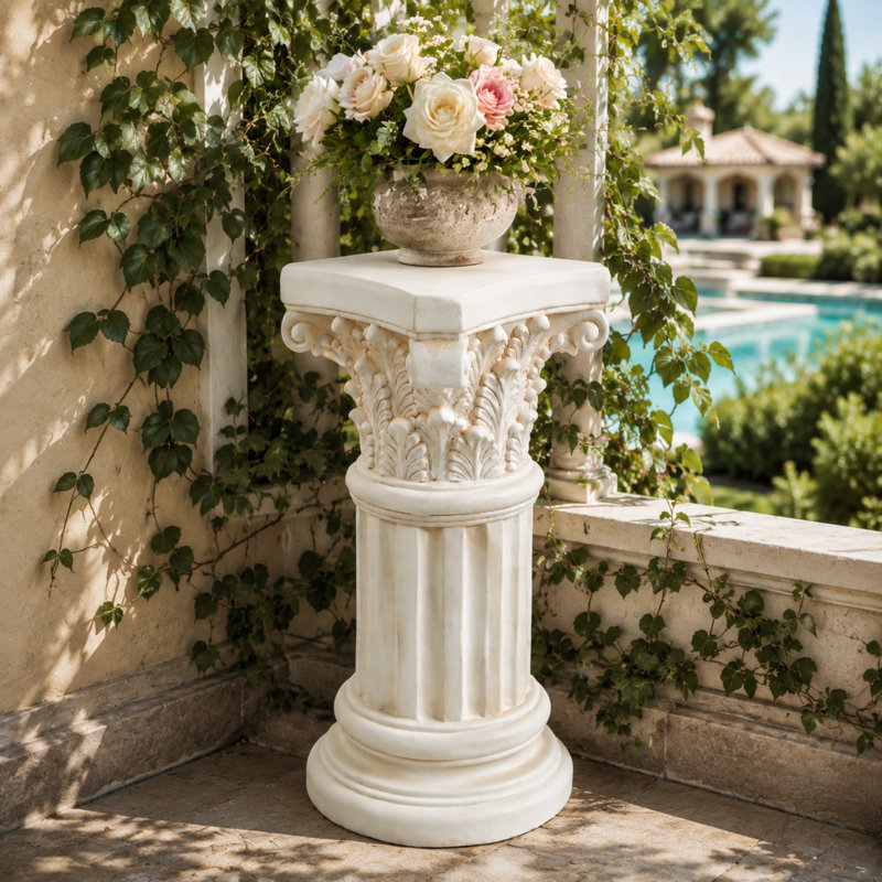 Support de colonne ionique Axton Classic MGO pour plantes et objets décoratifs d'intérieur et d'extérieur