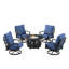 Ensemble de table de foyer en aluminium noir avec quatre fauteuils club-157911667