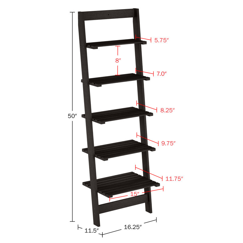 Étagère en bois à 5 niveaux L 16,25 po x l 11,5 po x H 50 po Lavish Home (noir), Noir