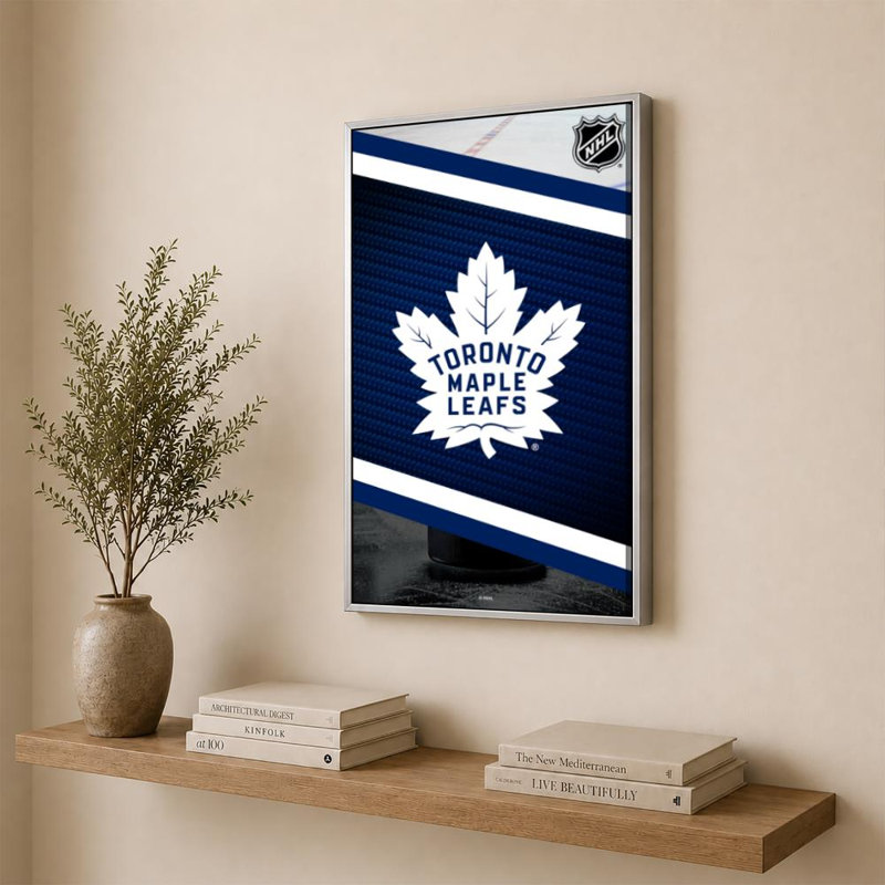 Décoration murale des Maple Leafs de Toronto (NHL), H 36 po x l 24 po, Cadre plat flottant, Silver