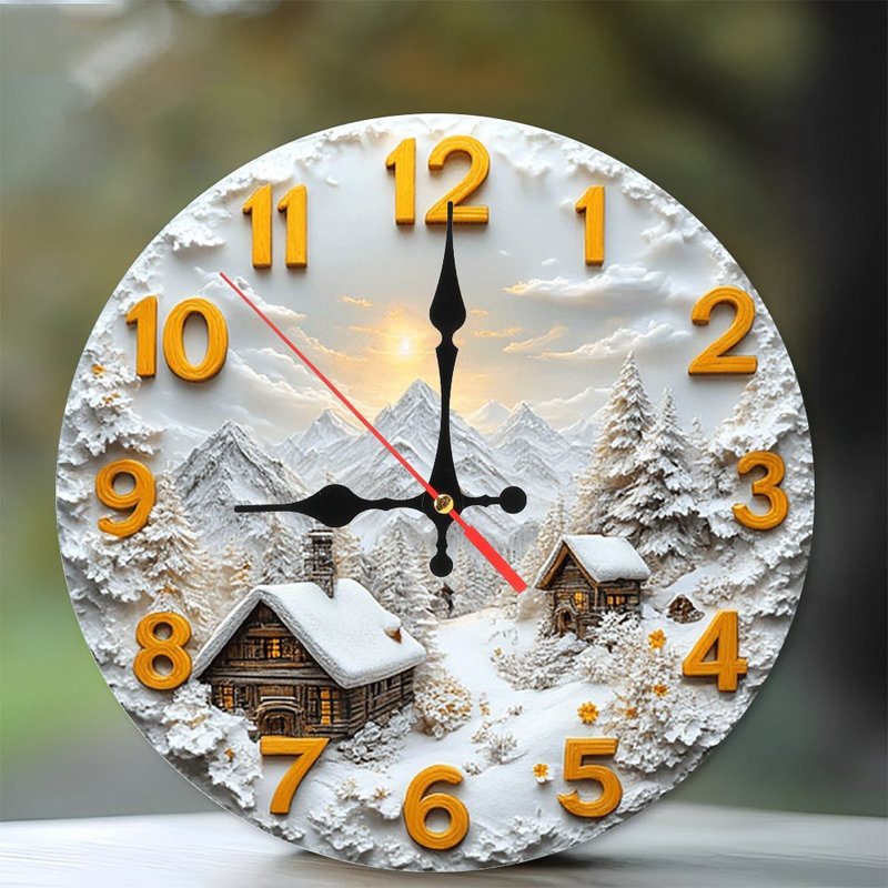 Horloge murale Winter Cabin