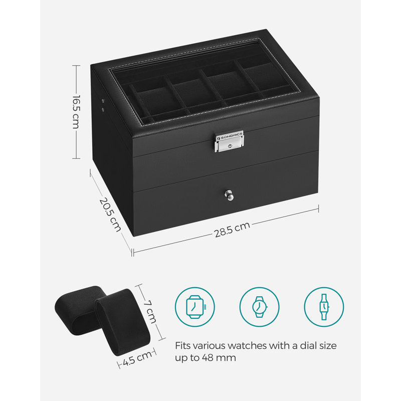 Medium Density Fibreboard Watch Box +, Black