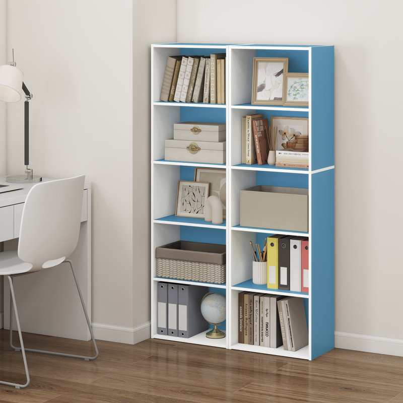  Bibliothèque réversible Luder, (5 tablettes) H 52 po x l 15,8 po x P 9,4 po, Blanc / Bleu