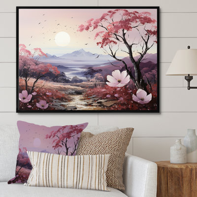 «Pink Trees Blooming In Mountain Charm I», reproduction sur toile