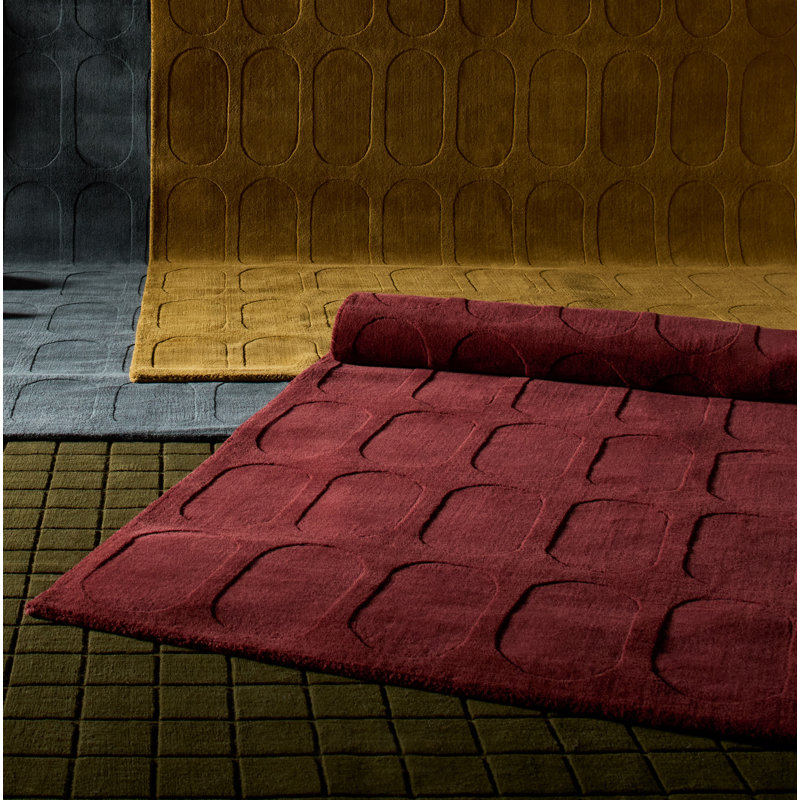 Mazzi Contour Hand Loomed Wool Geometric Burgundy Area Rug, Rectangle 2' x 3'