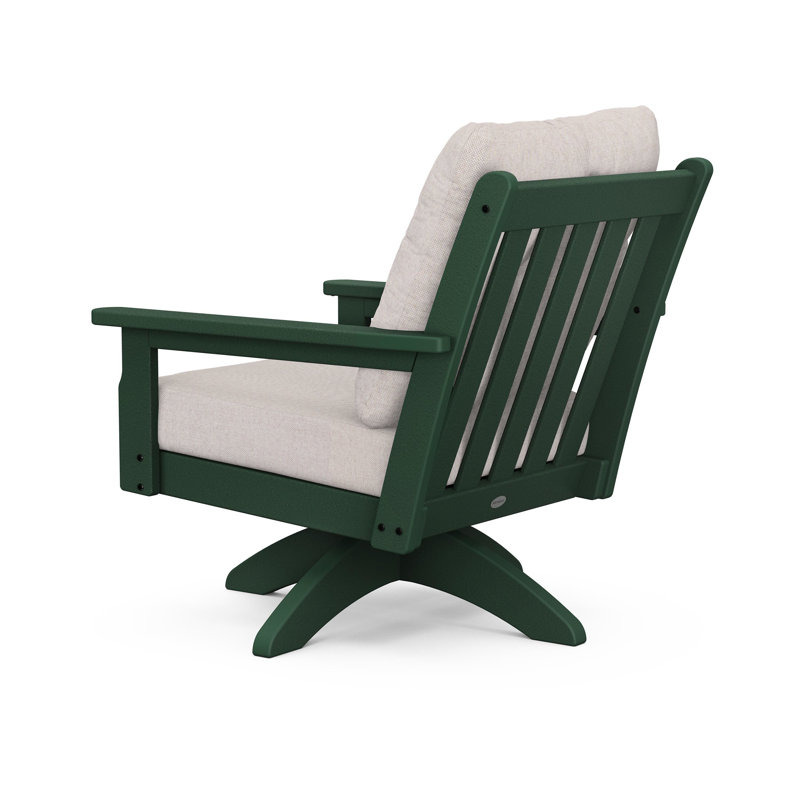 Lakeside Vineyard Deep Seating Swivel Chair, Dune Burlap, Green